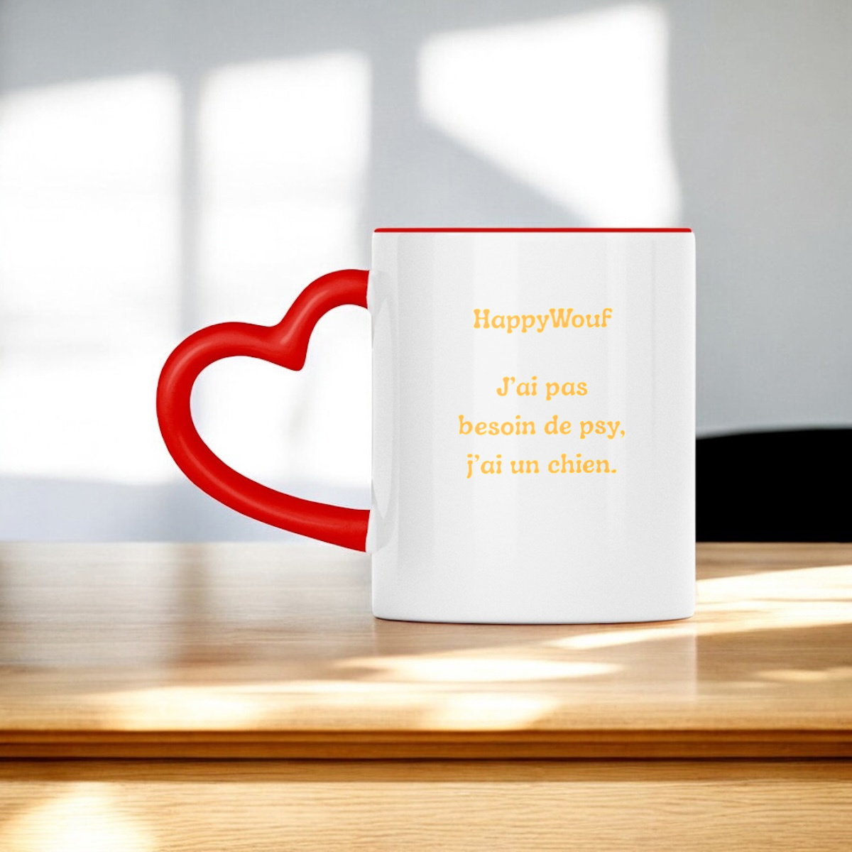 Image front Mugs "J'ai pas besoin de psy, j'ai un chien."