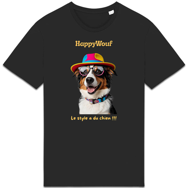 Image back T-shirt adulte HappyWouf Berger Australien "le style a du chien"