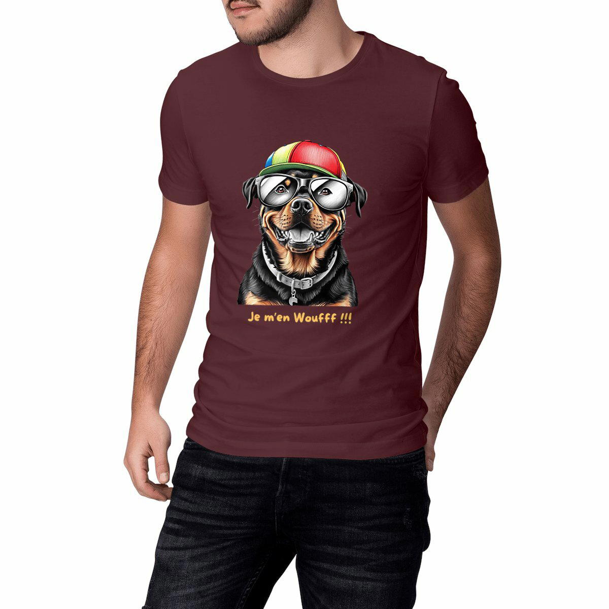 T-shirt unisexe adulte Rottweiler " Je m'en woufff !!! "