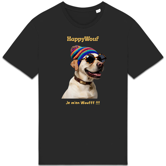 Image back T-shirt adulte HappyWouf Labrador "je m'en Wouf" - 8 couleurs disponibles 