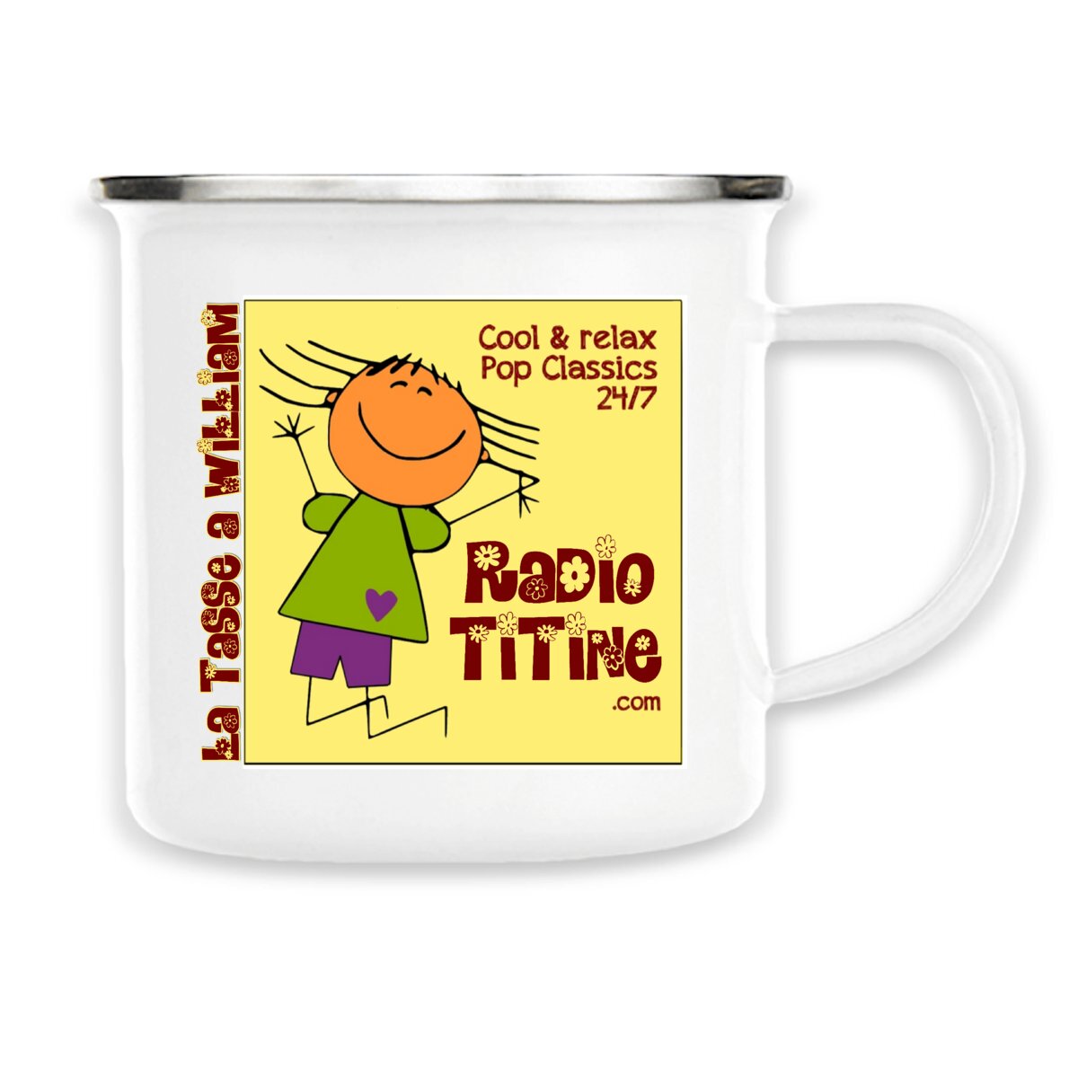 Image back Le Mug émail "Radio Titine : La tasse à ..." (personnalisable sur demande)