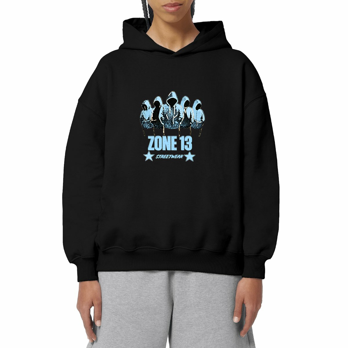 Sweat epais oversize à capuche ZONE 13 bleu