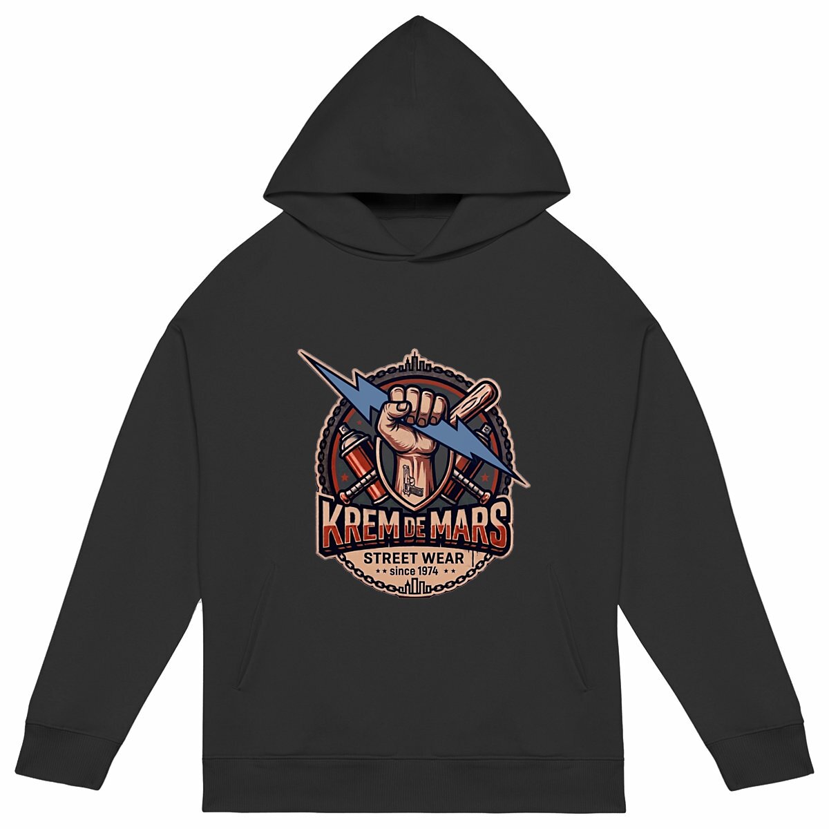 Sweat epais à capuche LOGO KREM DE MARS - Image