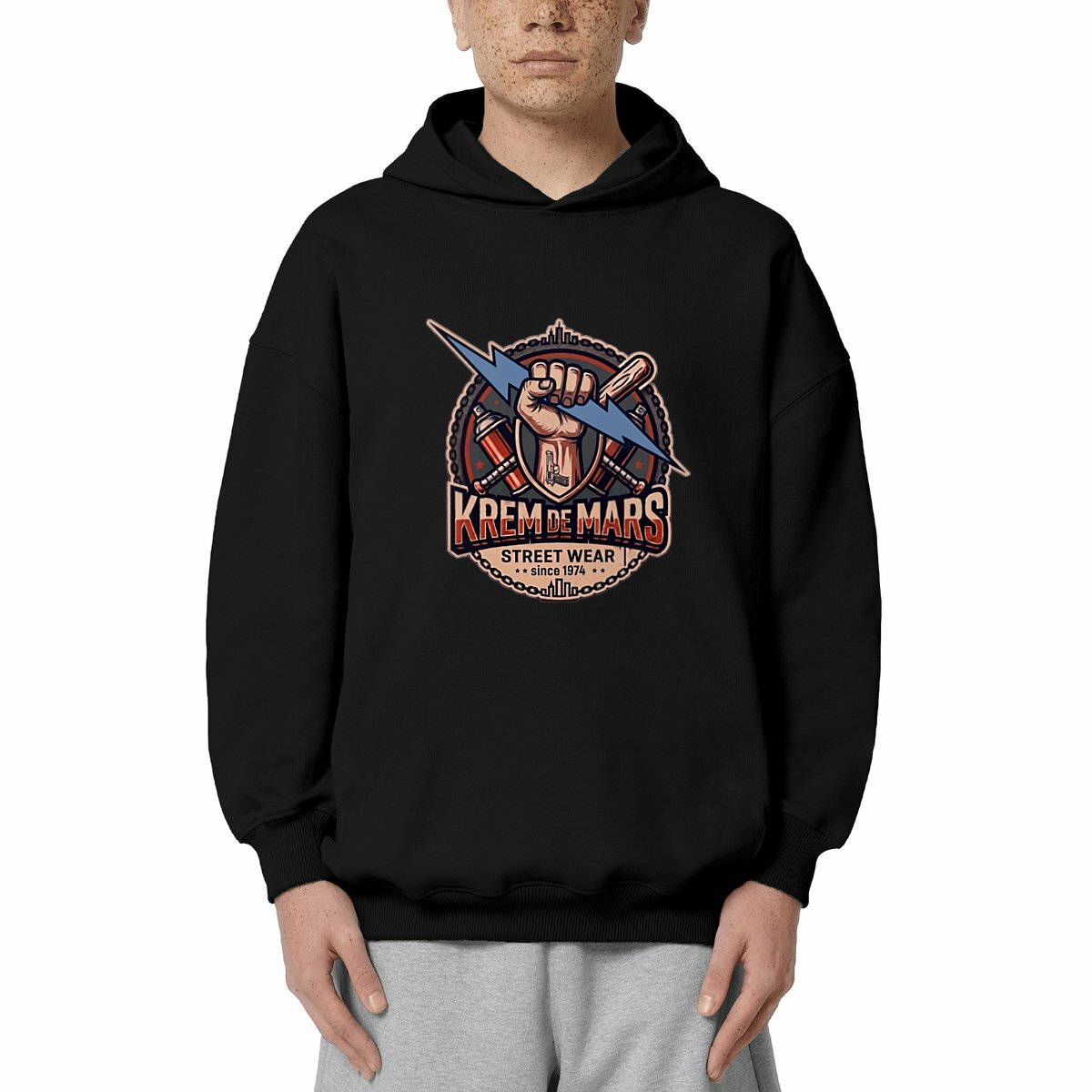 Sweat epais à capuche LOGO KREM DE MARS