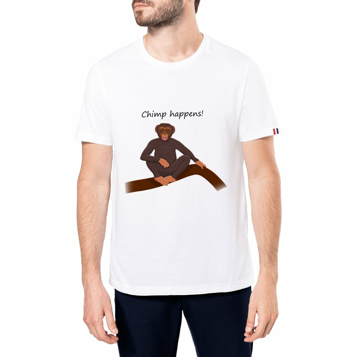 Image front QT Shirt Men | Chimp Chill | Chimp Happens