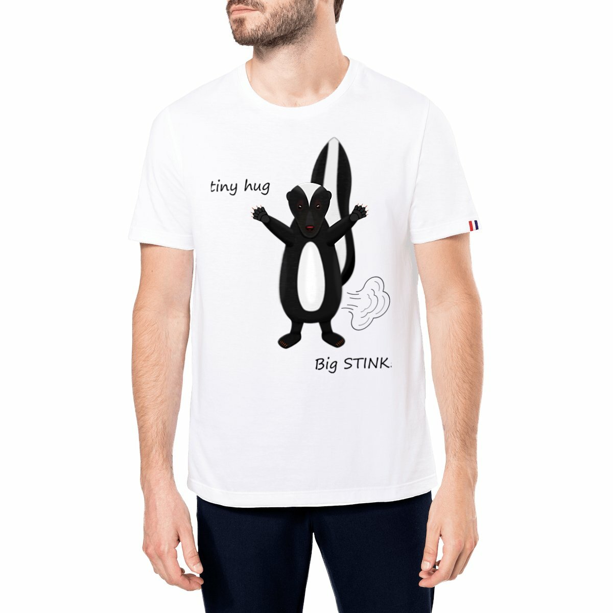 Image front QT Shirt Men | Skunk | Tiny Hug Big Stink