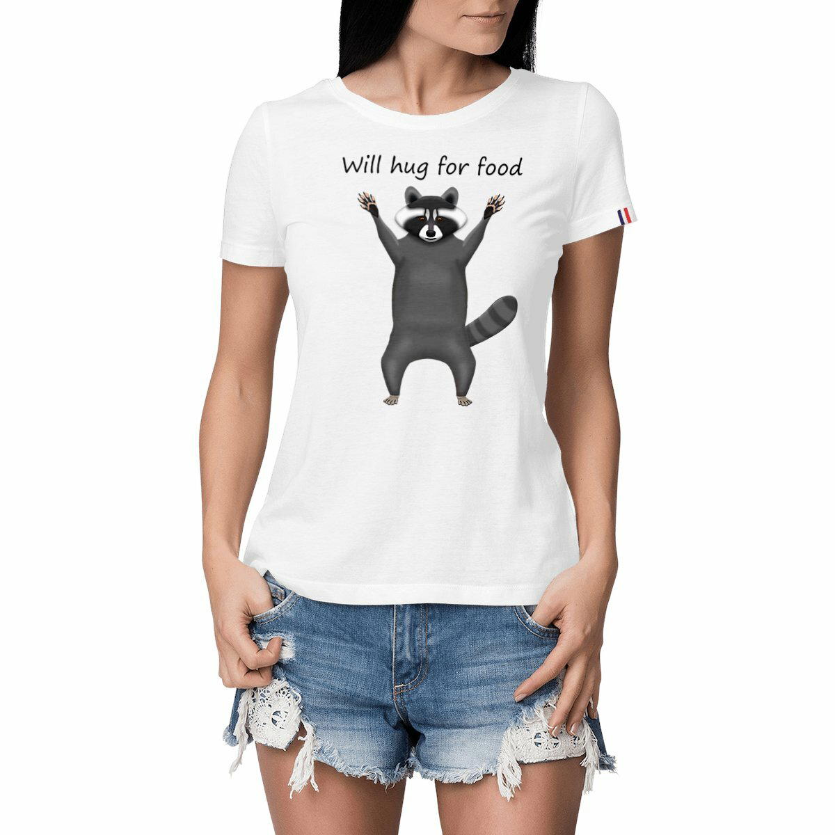 Image front QT Shirt Women | Trash Panda | Hug For Food