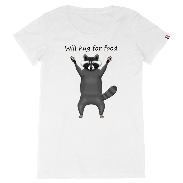 Image back QT Shirt Women | Trash Panda | Hug For Food