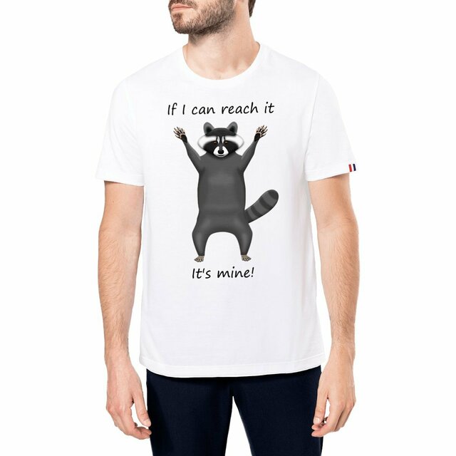 Image front QT Shirt Men | Trash Panda | Reach It