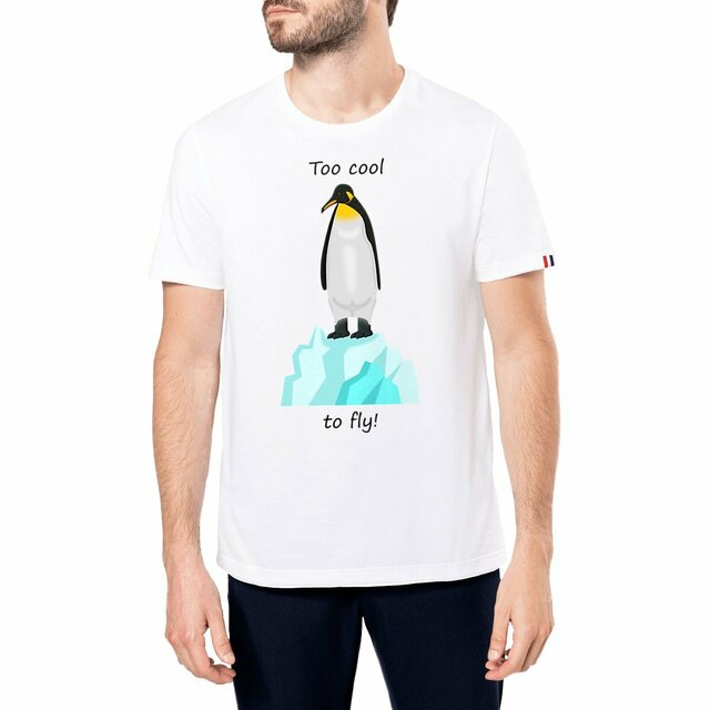 Image front QT Shirt Men | Penguin | Too Cool To Fly