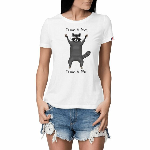 Image front QT Shirt Women | Trash Panda | Love Life
