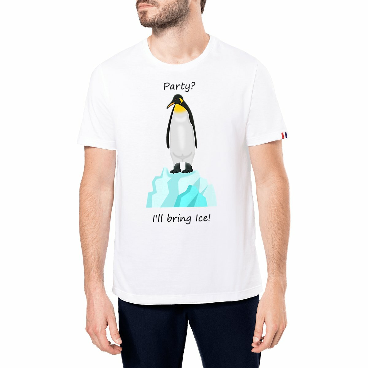 Image front QT Shirt Men | Penguin | Party Ice