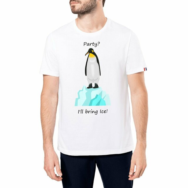 Image front QT Shirt Men | Penguin | Party Ice