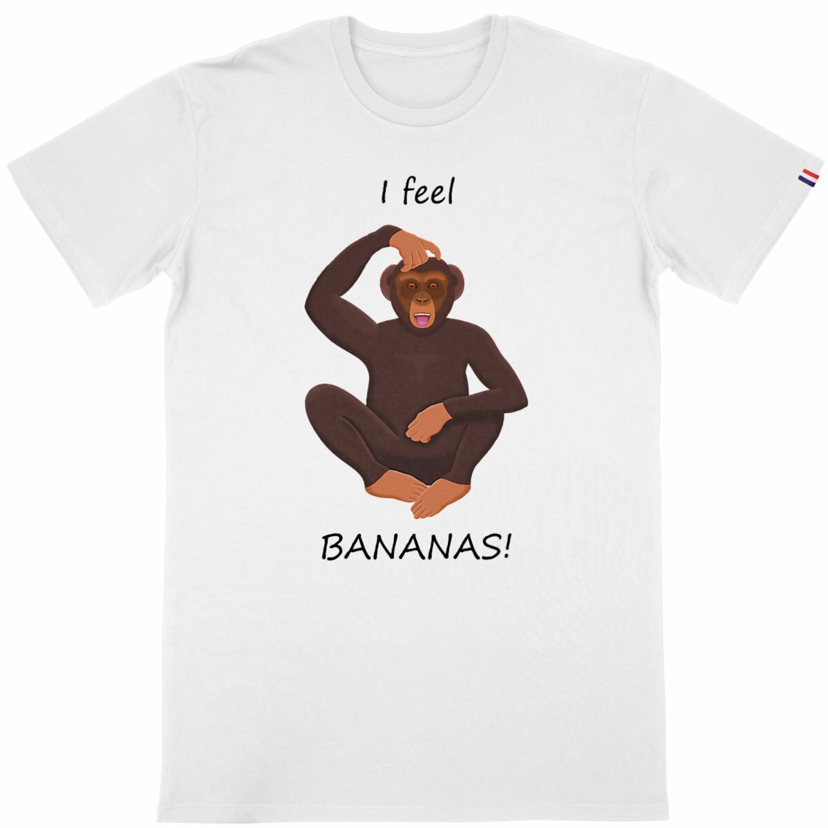 Image back QT Shirt Men | Chimp Scratching Head | Bananas