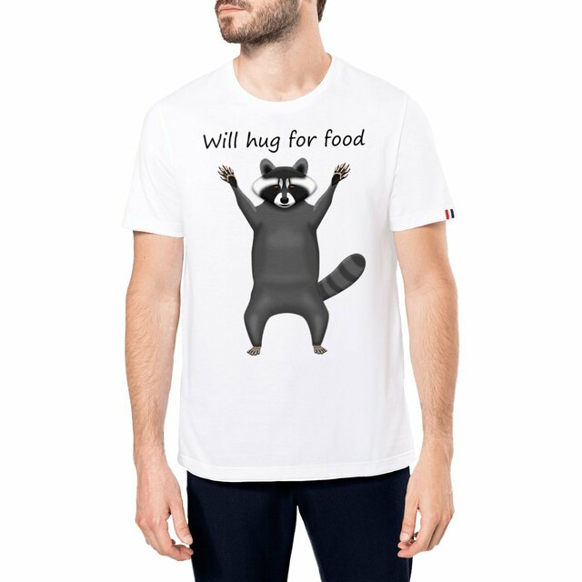 Image front QT Shirt Men | Trash Panda | Hug For Food