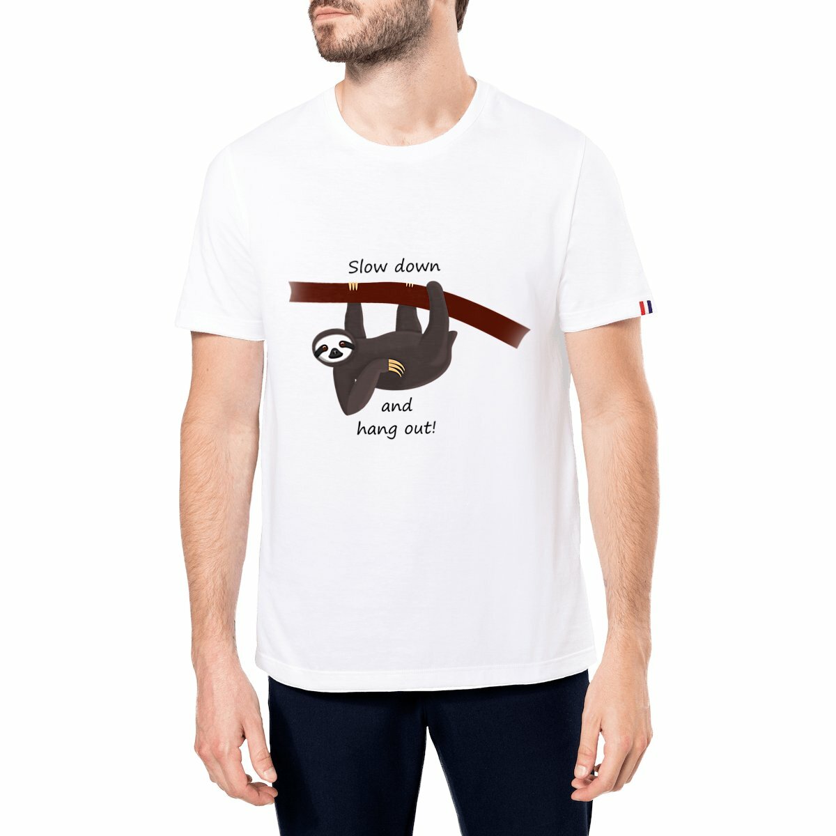 Image front QT Shirt Men | Sloth | Hang Out