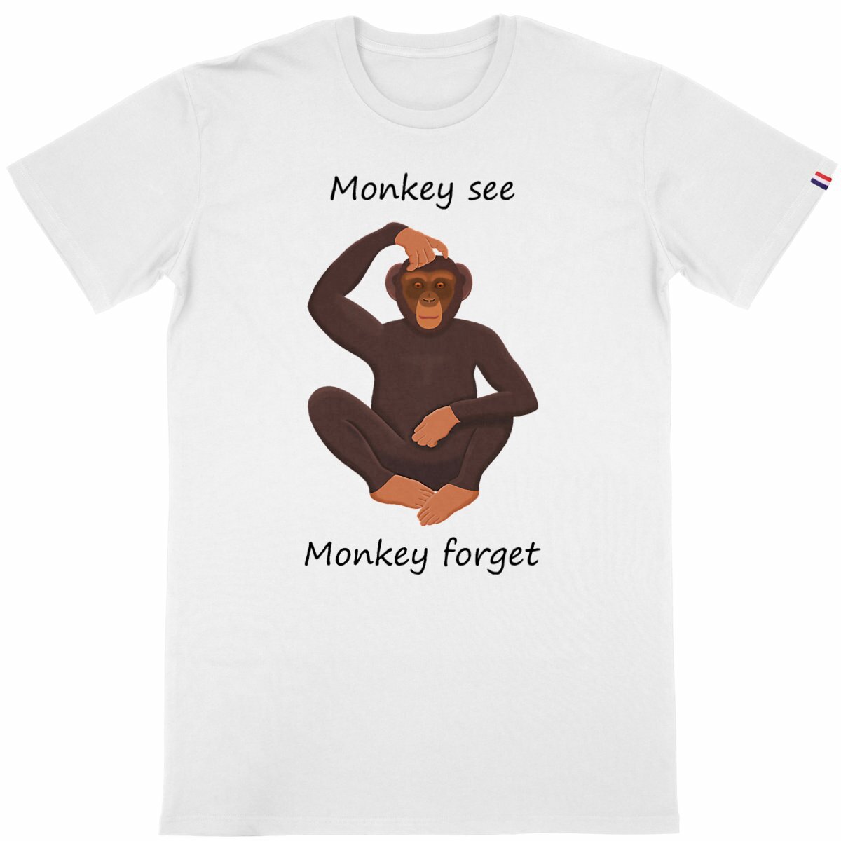 Image back QT Shirt Men | Chimp Scratching Head | See & Forget