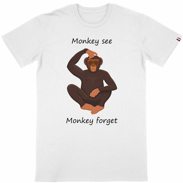 Image back QT Shirt Men | Chimp Scratching Head | See & Forget