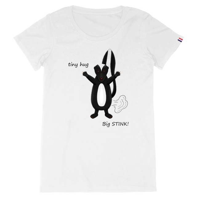Image back QT Shirt Women | Skunk | Tiny Hug Big Stink