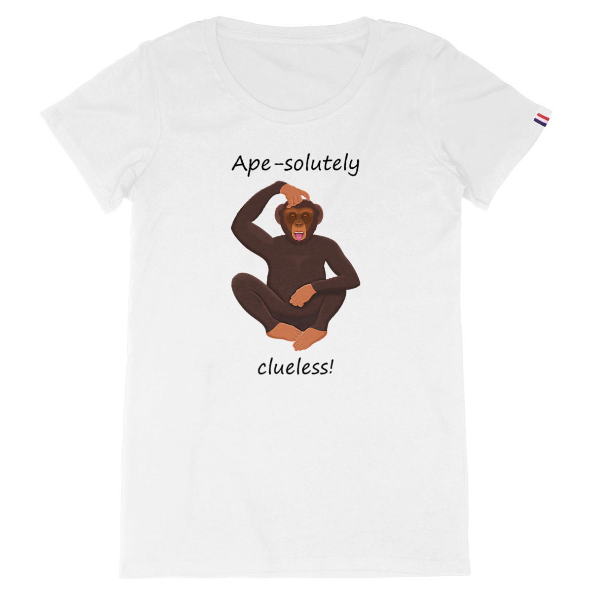 Image back QT Shirt Women | Chimp Scratching Head | Clueless