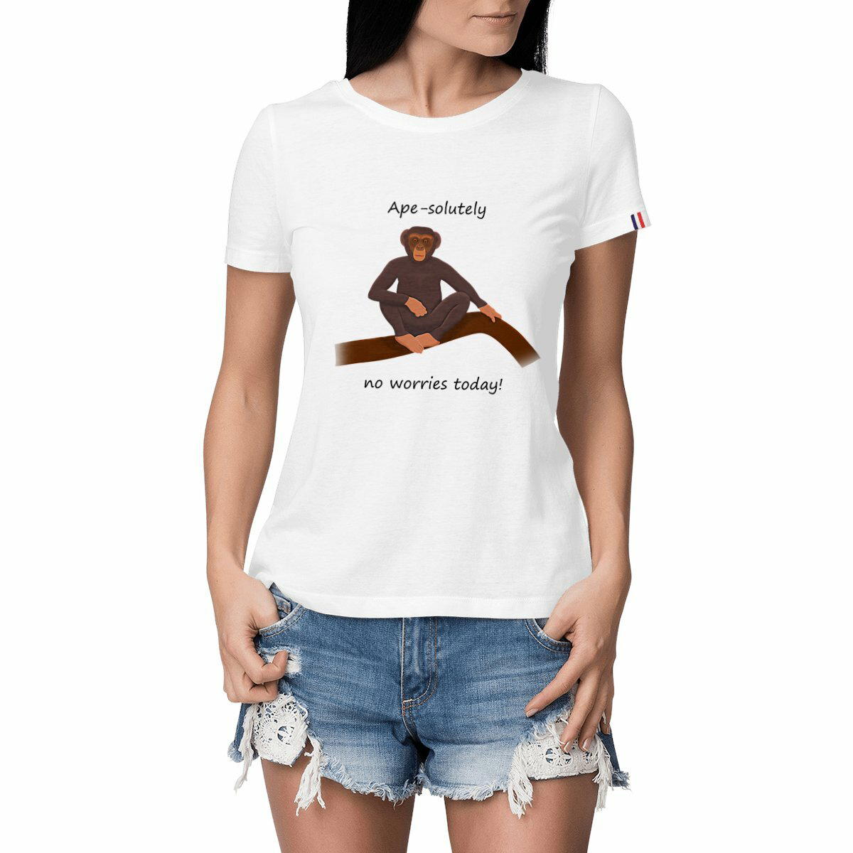 Image front QT Shirt Women | Chimp Chill | No Worries