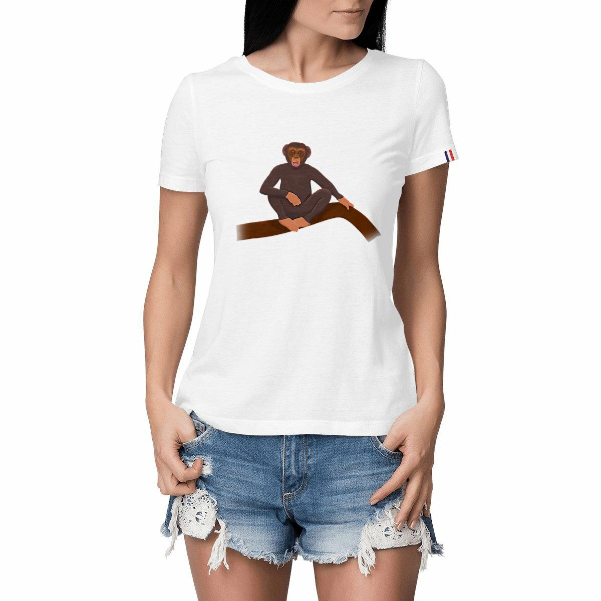 Image front QT Shirt Women | Chimp Chill Tongue Out