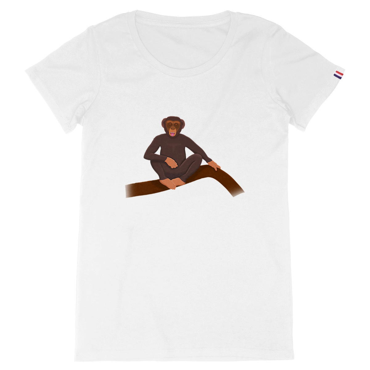 Image back QT Shirt Women | Chimp Chill Tongue Out