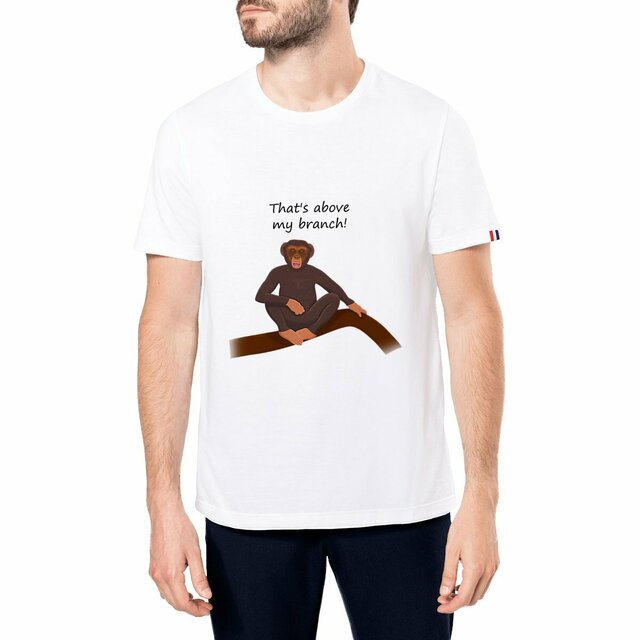 Image front QT Shirt Men | Chimp Chill | Above My Branch