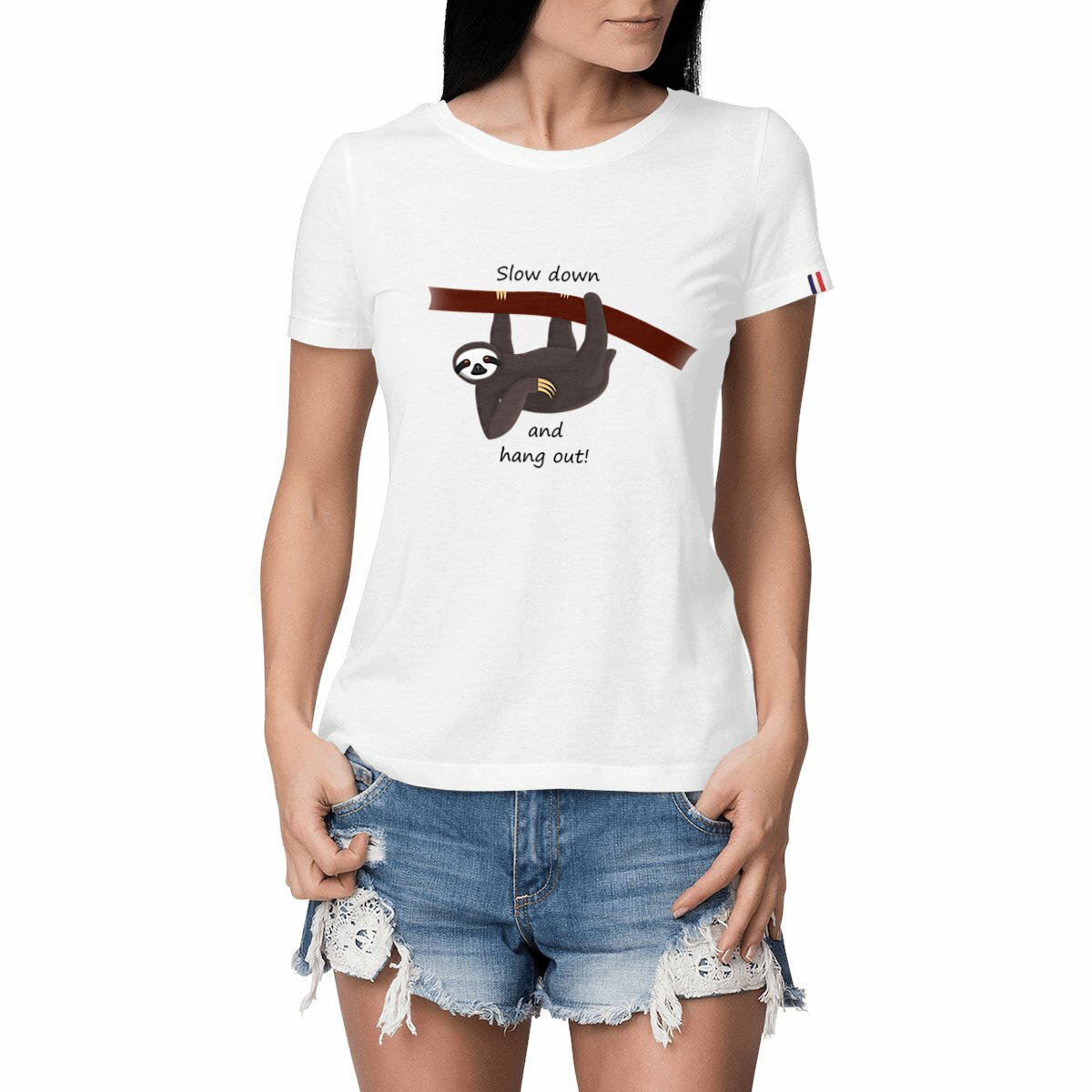 Image front QT Shirt Women | Sloth | Hang Out