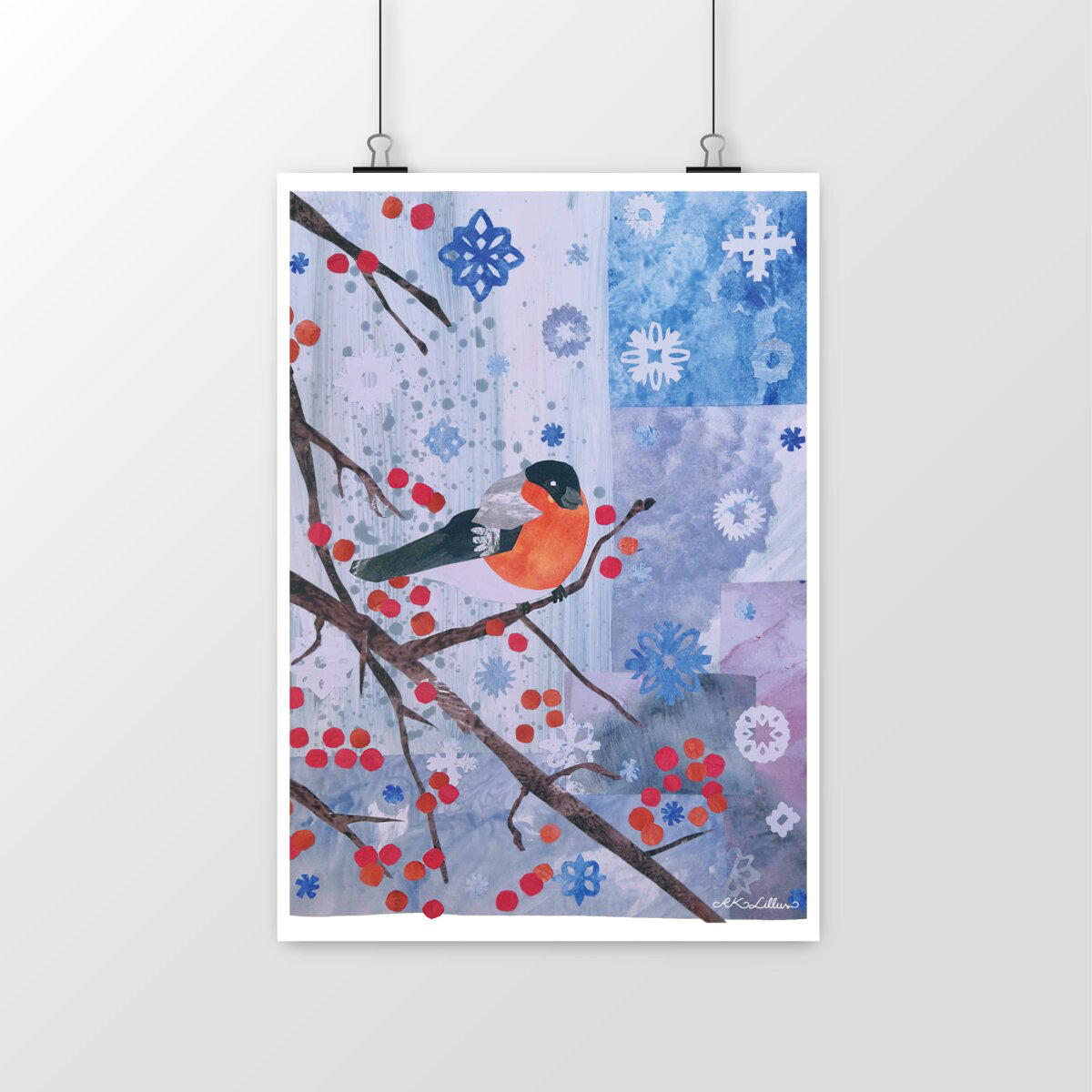 Image front Bullfinch in the snow