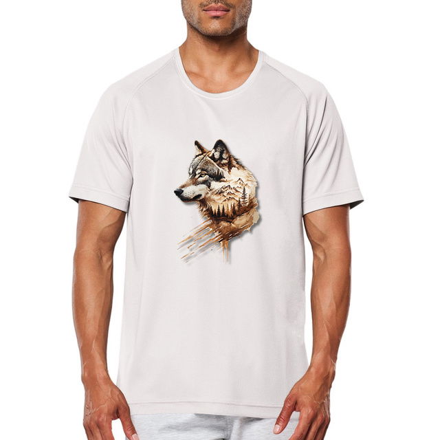 T-shirt de sport recyclé pour homme - Chien en montagne