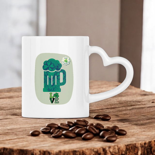Mug à anse en forme de coeur - Mouton vert unique