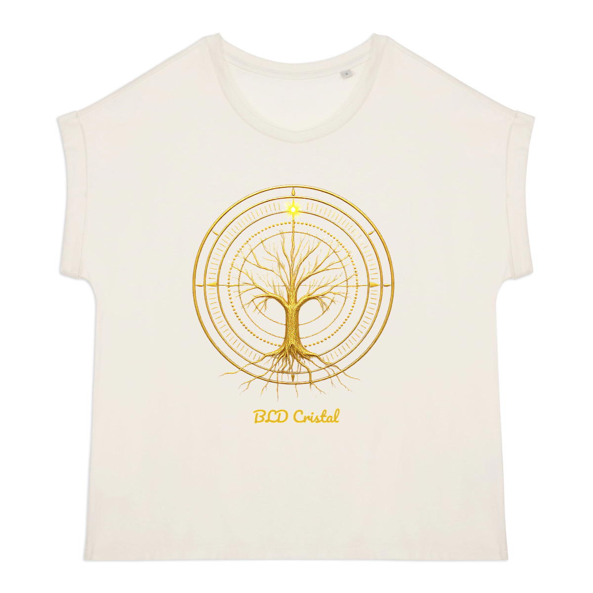 Arbre de vie - T shirt biologique manches à revers  - Image