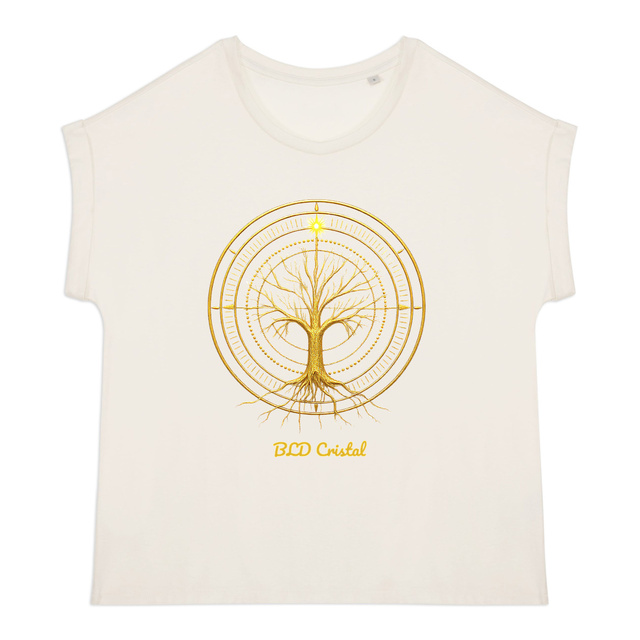 Arbre de vie - T shirt biologique manches à revers  - Image