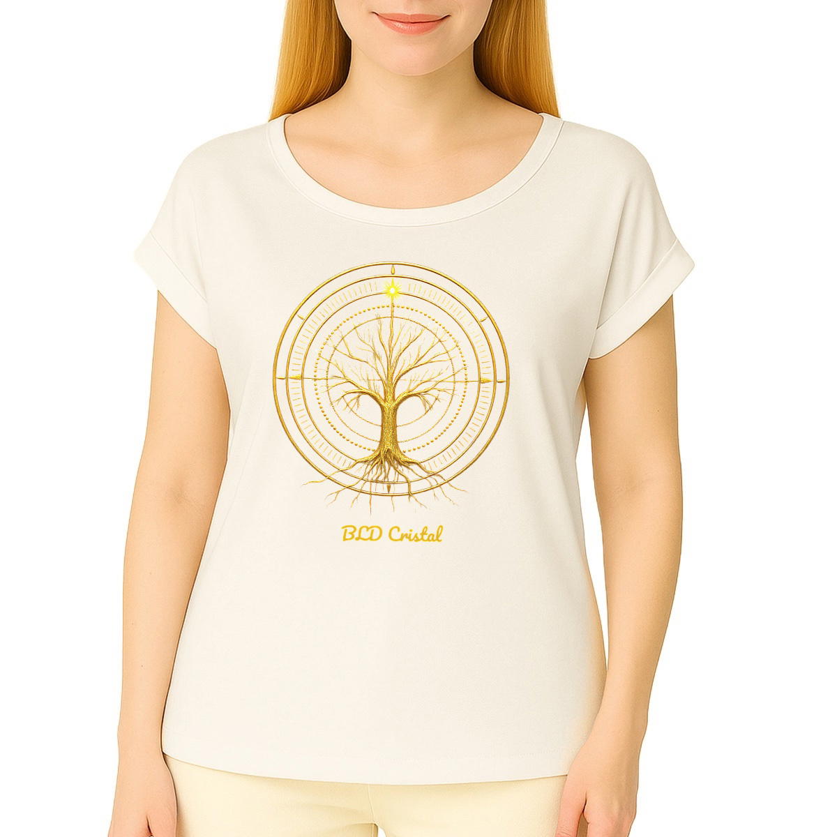 Arbre de vie - T shirt biologique manches à revers 