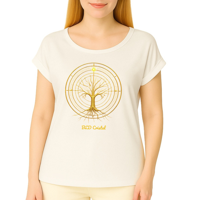 Arbre de vie - T shirt biologique manches à revers 