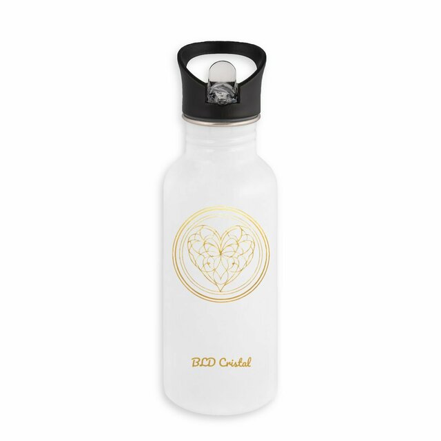 Coeur de cristal - Bouteille en inox avec paille 