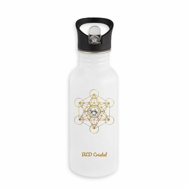 Métatron coeur de cristal - Bouteille en inox avec paille 