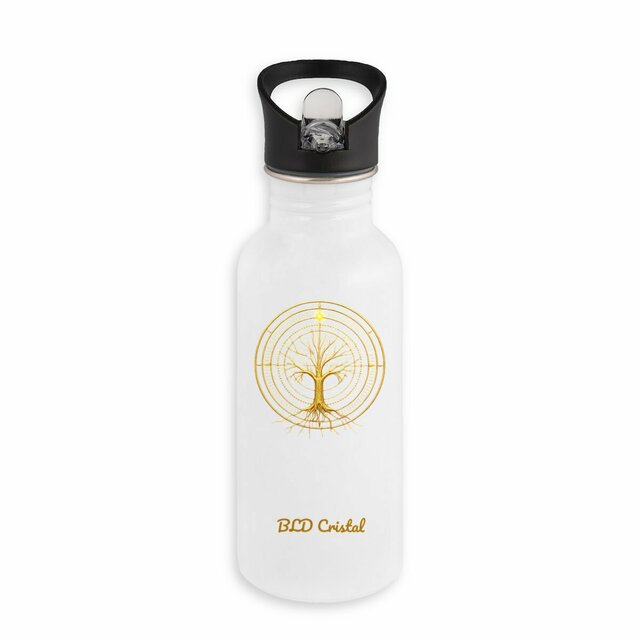 Arbre de vie - Bouteille en inox avec paille 