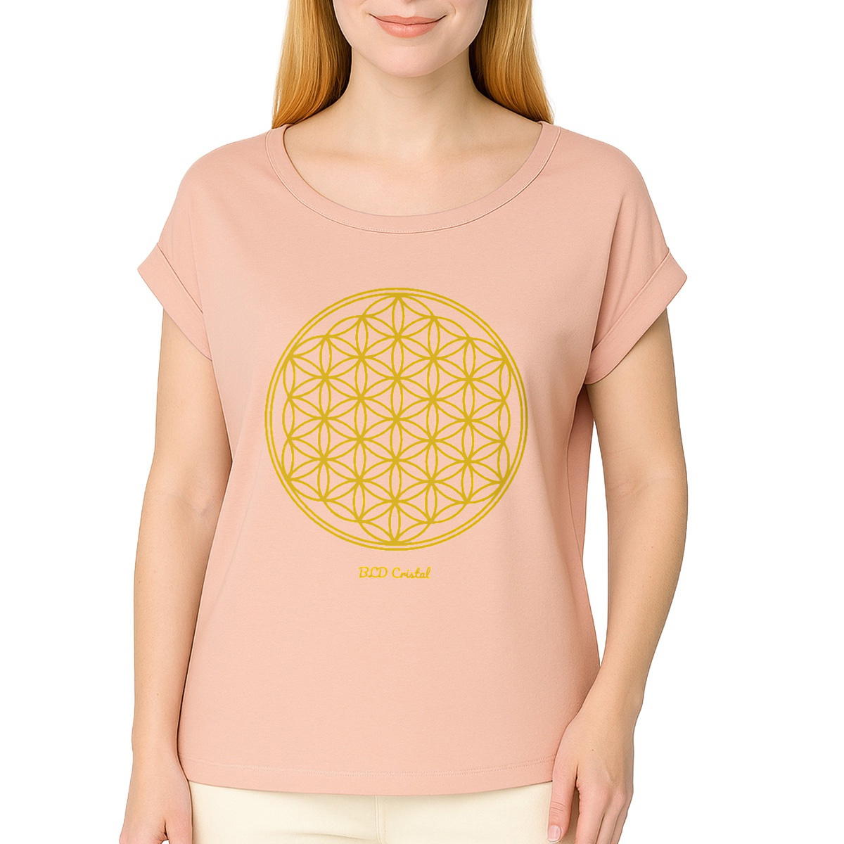 Fleur de vie - T shirt épaules tombantes