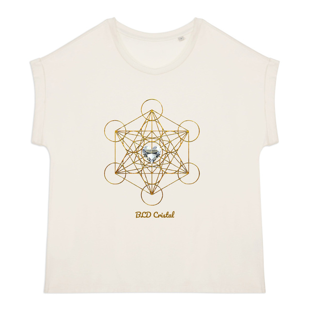 Métatron couer de cristal - T-shirt biologique manches à revers  - Image