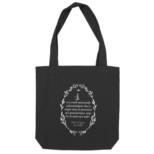 Image back Tote bag It is a truth universally acknowledged – Incipit, Literary Bag Jane Austen in Cotton