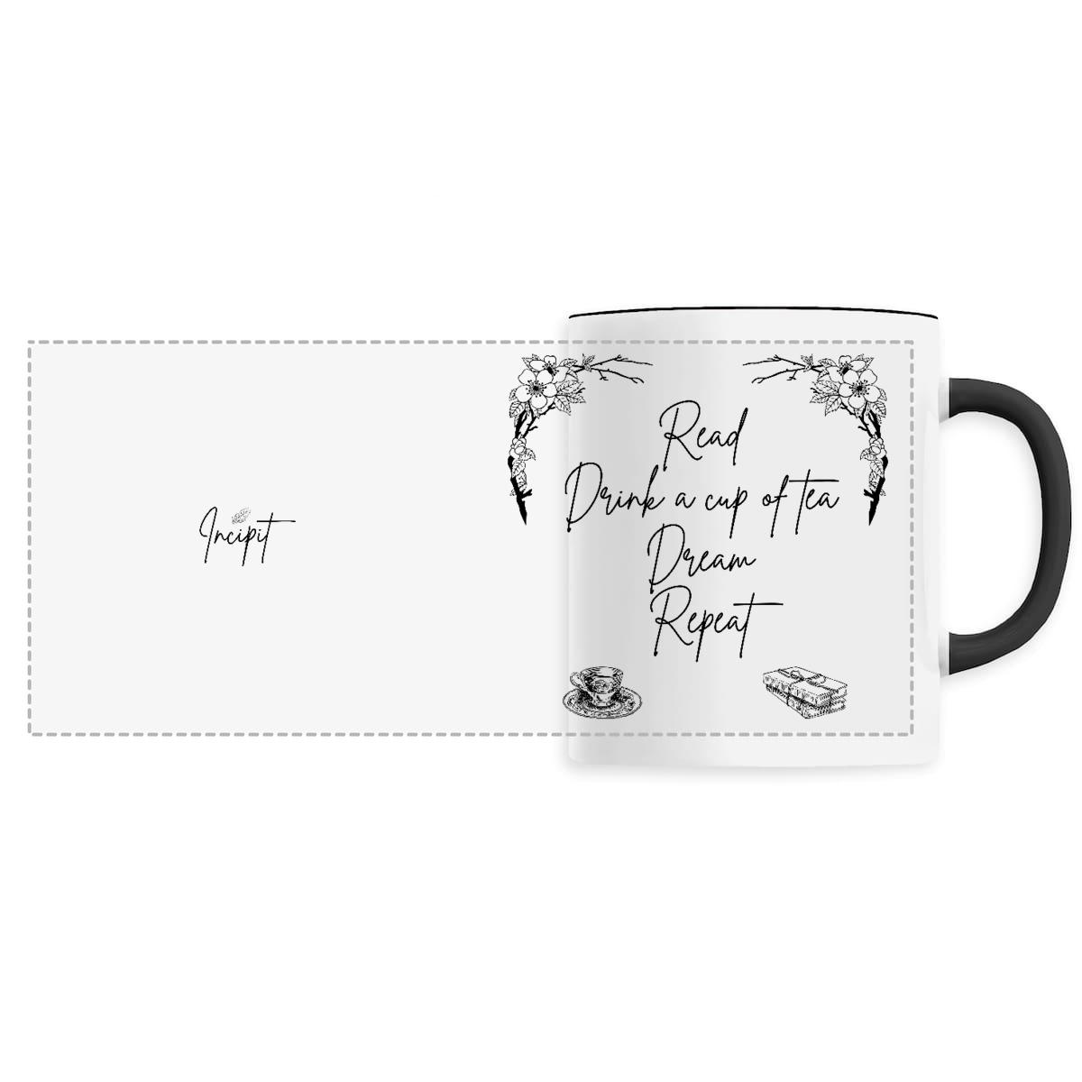Image back Mug "Read, Drink a cup of tea, Dream, Repeat"