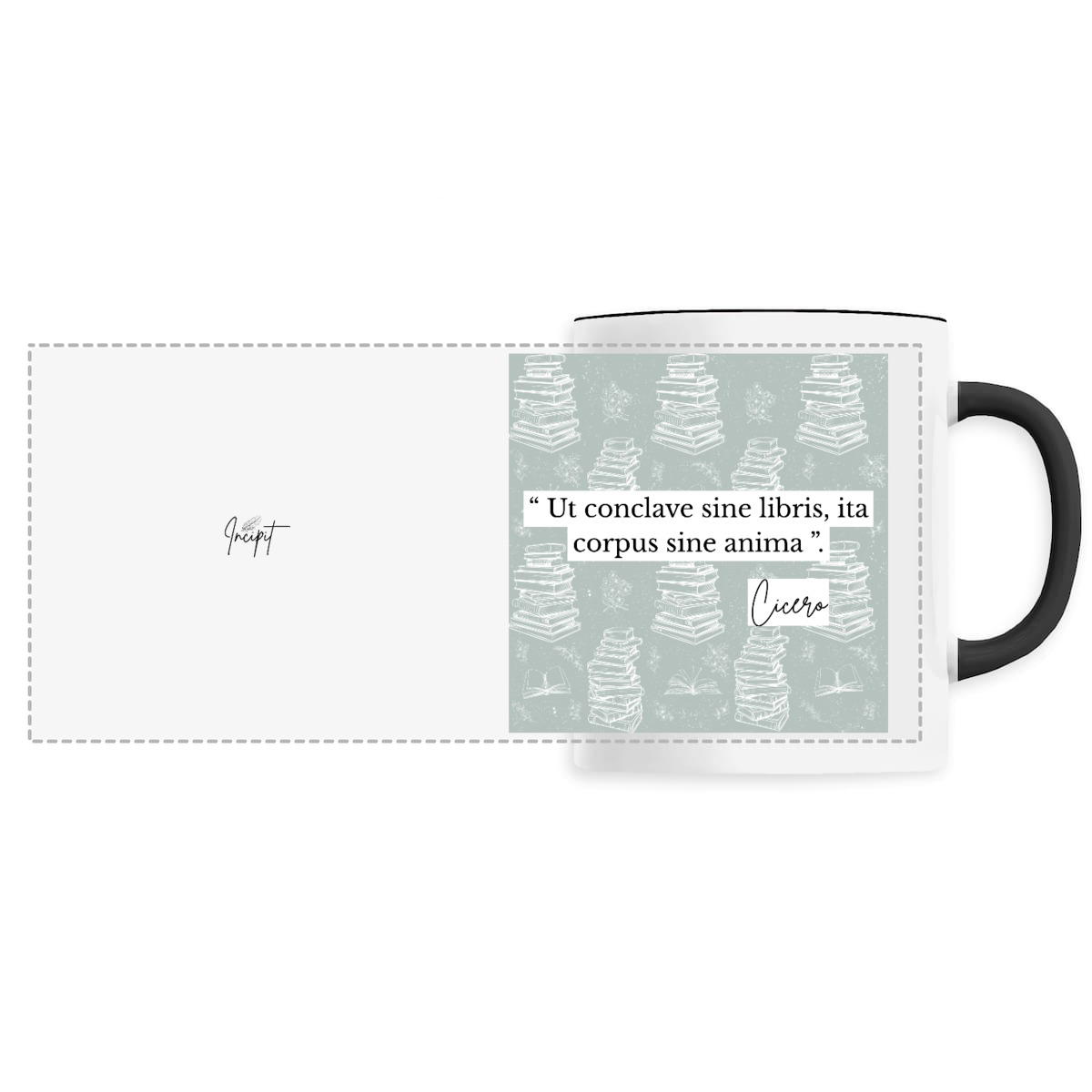 Image back Mug Cicéron, “Une pièce sans livres est un corps sans âme” - édition en latin, version Vert d'eau