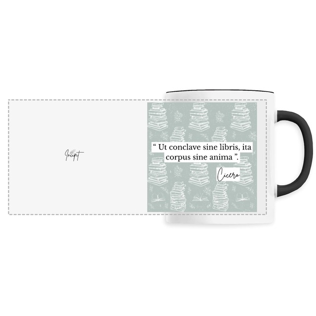 Image back Mug Cicéron, “Une pièce sans livres est un corps sans âme” - édition en latin, version Vert d'eau