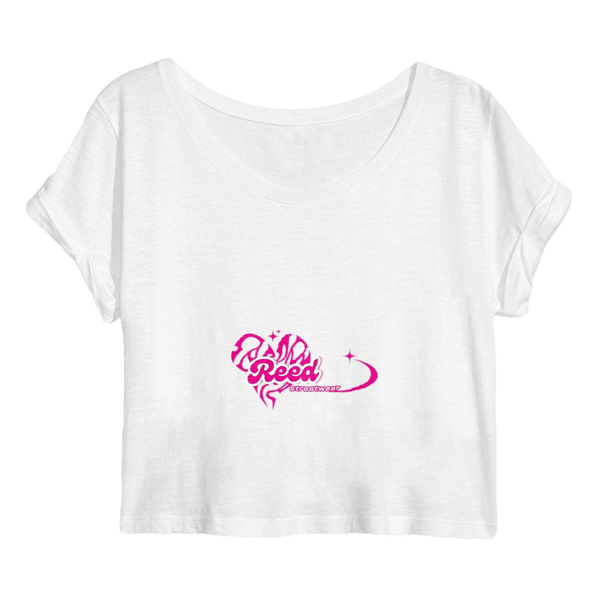 Women's crop top - Pink White Cute Heart Design - Image