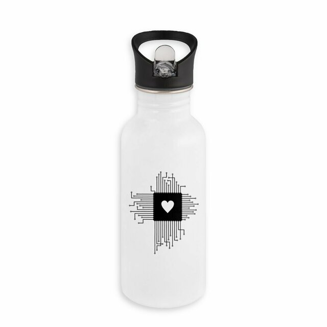 Image back Bouteille en inox avec paille Love CPU