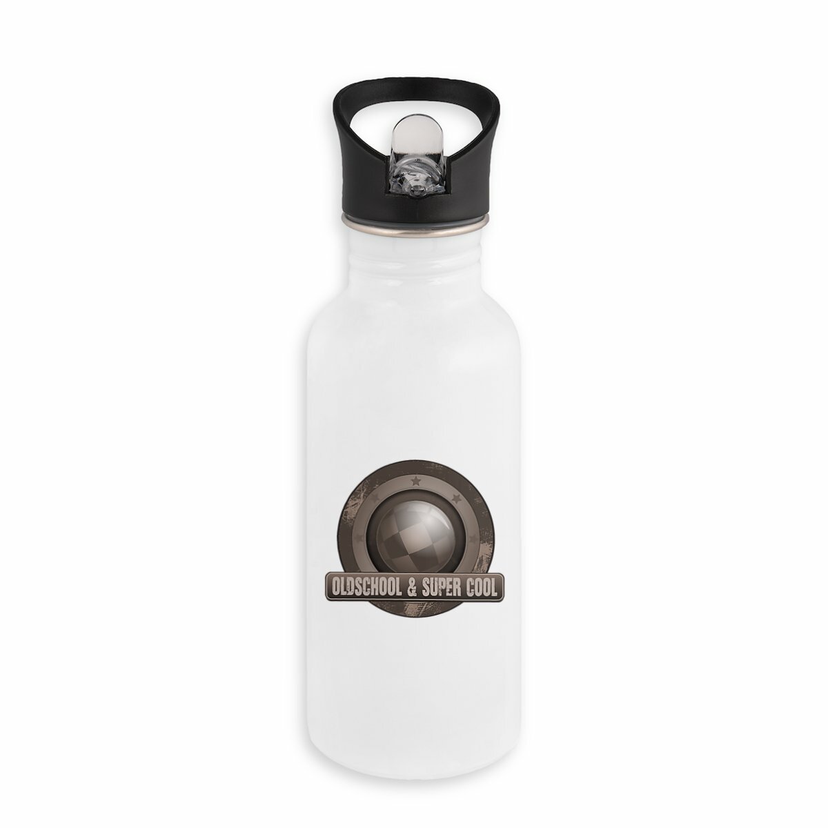 Image back Bouteille en inox avec paille Vintage BBall
