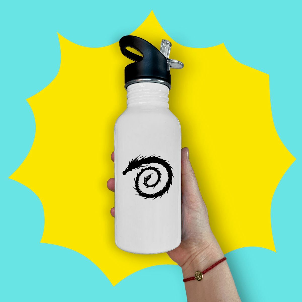 Image front Bouteille en inox avec paille Dragon Style