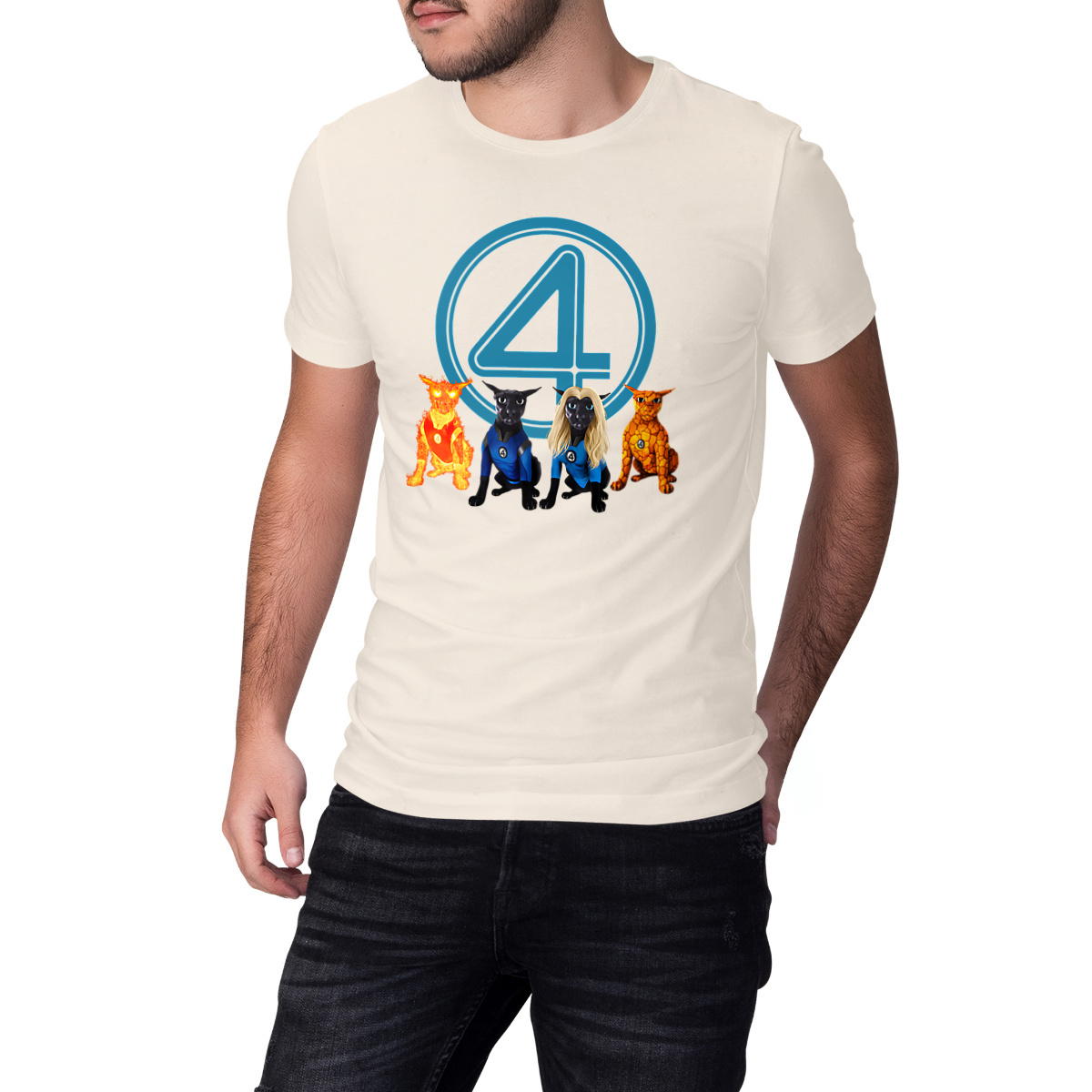 T-Shirt Les 4 Fantastiques Larry - Logo bleu